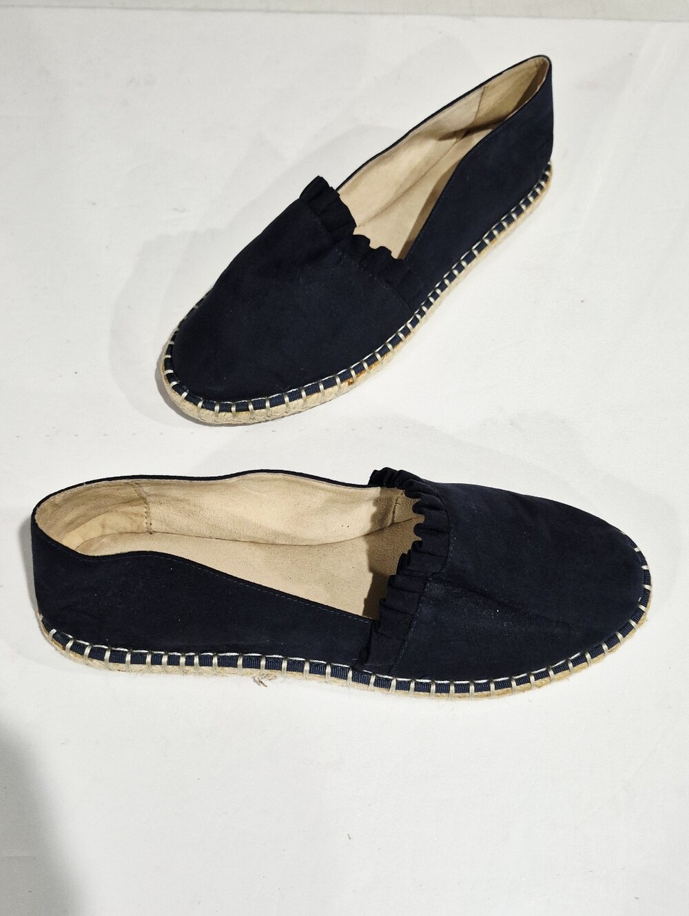 Bandolino Women Navy Blue Round Toe Slip-On Suede Espadrille Loafers Size 10